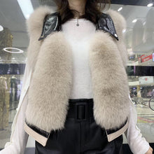 Load image into Gallery viewer, Winter Women Genuine Sheepskin Leather Fur Vests Fluffy Real Fox Fur Gilets