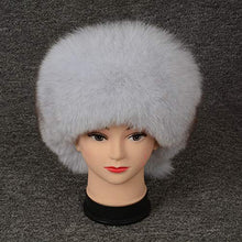 Load image into Gallery viewer, Winter Women Real Fox Fur Trapper Hat Russian Caps with Pompom Natural White