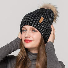 Load image into Gallery viewer, Womens Winter Beanie Hat Fur Pom Pom Beanie Knitted Hat Skull Caps