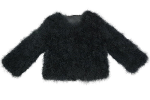 Women Real Ostrich Fur Coat Genuine Feather Winter Jacket Overcoat Long Sleeves Black