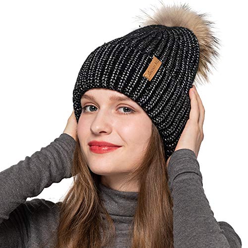 Womens Winter Hat Pom Pom Beanie Knitted Hat Fur Ball Hat Caps Skullie –  Jancoco Max Official Store