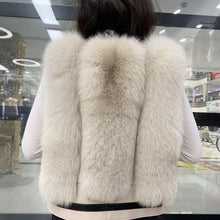 Load image into Gallery viewer, Winter Women Genuine Sheepskin Leather Fur Vests Fluffy Real Fox Fur Gilets