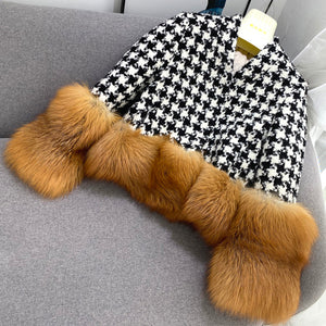 Lady Real Fur Jackets Winter Wool Coats Red Fox Women Coat