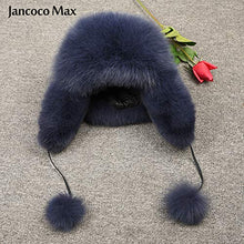 Load image into Gallery viewer, Women Winter Fur Trapper Hat Thick Warm Pom Pom Windproof  Hat
