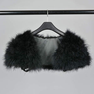 Womens Ostrich Feather Fur Bolero Shrug Poncho Wedding Bridal Stole