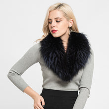 Load image into Gallery viewer, Real Raccoon Fur Collar Women&#39;s Magnetic Shawl Navy Neckwear