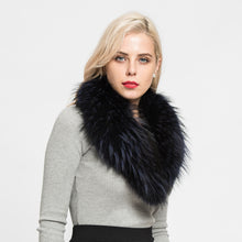 Load image into Gallery viewer, Real Raccoon Fur Collar Women&#39;s Magnetic Shawl Navy Neckwear