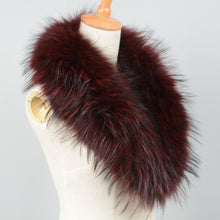 Load image into Gallery viewer, Women&#39;s Magnetic Genuine Raccoon Fur Scarf  Winter Warm Wine Red Collar