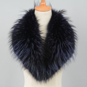 Real Raccoon Fur Collar Women's Magnetic Shawl Navy Neckwear