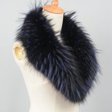 Load image into Gallery viewer, Real Raccoon Fur Collar Women&#39;s Magnetic Shawl Navy Neckwear