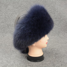 Load image into Gallery viewer, Winter Women Real Fox Fur Bomber Hats Navy Luxury Caps