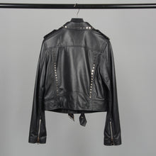 Load image into Gallery viewer, Genuine Sheepskin Leather Jackets Women Fashion Zipper Coat Black Rivet Short Jacket