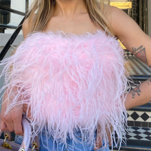 Load image into Gallery viewer, Ostrich Feather Top Fur Tube Top Strapless Fur Boa Bandeau Bra Vest Party Club Women