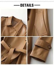 Load image into Gallery viewer, Genuine Sheepskin Leather Jacket Women Autumn Winter Trench Coat Mide Length Streetwear Leather Coat CL4873