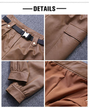 Load image into Gallery viewer, Lady Leather Pants Belt Tooling Genuine Lambskin Large Pocket Beam Legs Slim Pants Casual 2022 New TF4598