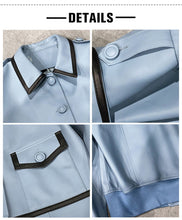Load image into Gallery viewer, Women&#39;s Genuine Sheepskin Leather Jackets Lady Turn Down Collar Leather Coats Rivet Motorcycle Biker Jackets TF4801