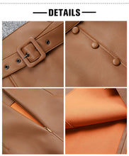 Load image into Gallery viewer, Women&#39;s Leather Sheepskin Skirt A-line Belt Button Commuter Asymmetric Design 2022 Autumn Winter New TF4748