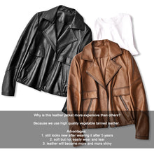 Load image into Gallery viewer, Women Spring Genuine Vegetable Tanned Leather Jackets Lady Retro Sheepskin Coats Female Vintage Jacket Autumn Clothes CL4018