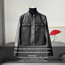 Load image into Gallery viewer, Women&#39;s Black Leather Jackets New Spring Autumn Rivet Biker Genuine Sheepskin Coats Fashion Streetwear CL4012