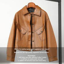 Load image into Gallery viewer, Lady Fashion Black Vegetable Tanned Leather Jackets Women Sheep Coat Vintage Motorcycle Jacket Spring Autumn Streetwear CL4019