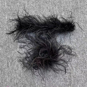 Women Ostrich Fur Cuffs Slap Band Ostrich Feather Bracelets Ring Wristband Accessories