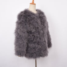 Load image into Gallery viewer, Women Real Fur Coat Long Style Genuine Ostrich Feather Fur Winter Dark Grey Jacket