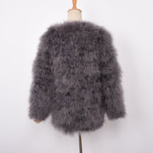 Load image into Gallery viewer, Women Real Fur Coat Long Style Genuine Ostrich Feather Fur Winter Dark Grey Jacket