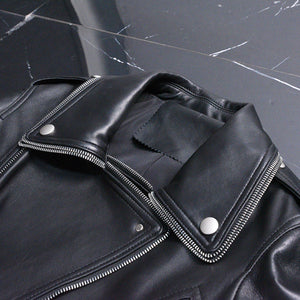 Lady Genuine Sheepskin Leather Black New Style Leather Coat
