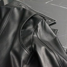 Load image into Gallery viewer, Lady Genuine Sheepskin Leather Black New Style Leather Coat