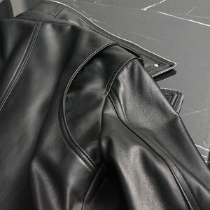 Lady Genuine Sheepskin Leather Black New Style Leather Coat