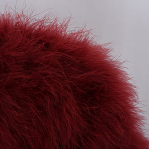 Women Real Fur Coat Long Style Genuine Ostrich Feather Fur Jacket Wine Red