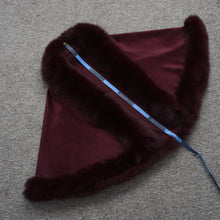 Load image into Gallery viewer, Women Real Fox Fur Poncho Cashmere Capes Winter Wine Red Cloak