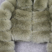 Load image into Gallery viewer, Women Real Fox Fur Collared Cropped Coat with Long Sleeves