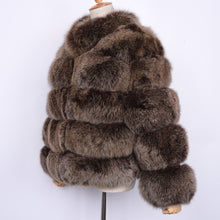 Load image into Gallery viewer, Lady Real Fox Fur Coat Short Jacket Coffee Frosted