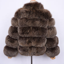 Load image into Gallery viewer, Lady Real Fox Fur Coat Short Jacket Coffee Frosted
