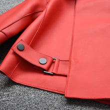 Load image into Gallery viewer, Lady Real Sheepskin Leather Jackets Genuine Leather Coat Red Jackets