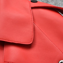 Load image into Gallery viewer, Lady Real Sheepskin Leather Jackets Genuine Leather Coat Red Jackets