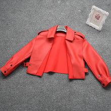 Load image into Gallery viewer, Lady Real Sheepskin Leather Jackets Genuine Leather Coat Red Jackets