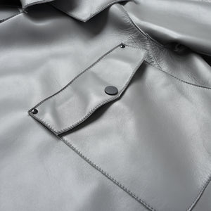 Women's Genuine Leather Jacket Real Leather Coat Sheepskin Leather Light Grey
