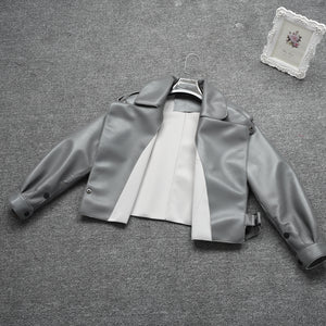 Women's Genuine Leather Jacket Real Leather Coat Sheepskin Leather Light Grey