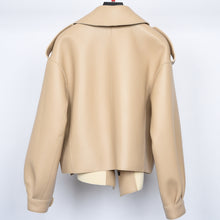 Load image into Gallery viewer, Women&#39;s Genuine Sheepskin Leather Jacket New Leather Beige Coat
