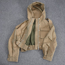 Load image into Gallery viewer, Winter Bomber Jacket with Red Fox Fur Trim and Linning Cropped Fur Coat