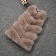 Load image into Gallery viewer, Real Fox Fur Gilet Women Winter Genuine Soft Natural Fur Long 5 Rows Mocca Vest