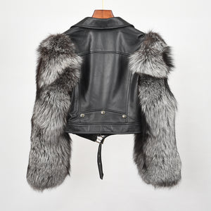 Women Genuine Sheepskin Leather Jacket Winter Real Fur Coats