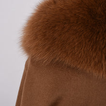 Load image into Gallery viewer, Women Real Fox Fur Poncho Cashmere Capes Winter Warm Fur Camel Cloak