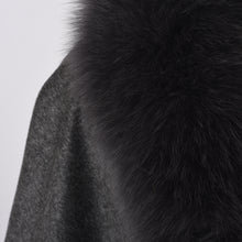 Load image into Gallery viewer, Women 100% Real Cashmere &amp; Fox Fur Poncho  Autumn Winter Dark Grey Capes