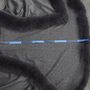 Women 100% Real Cashmere & Fox Fur Poncho  Autumn Winter Dark Grey Capes