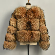 Load image into Gallery viewer, Real Raccoon Fur Coat  Winter Natural Fur Jacket Thick Warm Outerwear