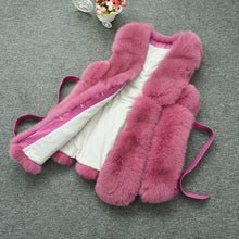 Load image into Gallery viewer, Women Real Fox Fur Vest Belt Luxury Fur Winter Waistcoat Rose Gilet