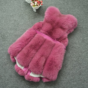 Women Real Fox Fur Vest Belt Luxury Fur Winter Waistcoat Rose Gilet